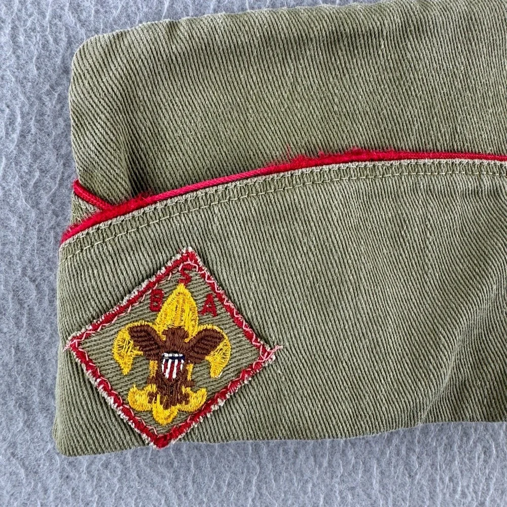Vintage 40s 1940s Boy Scouts Hat Youth Size Large BSA Cotton Twill Patch Cap